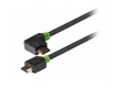 Vysokorychlostní HDMI™ kabel, Ethernet HDMI™ konektor – HDMI™ konektor úhlový pravý, 2 m, šedý