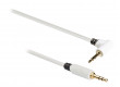 Stereofonní audio kabel, 3,5mm zástrčka – zástrčka úhlová, 0,5 m, bílý