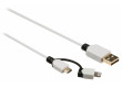Synchronizační a nabíjecí kabel, USB Micro B zástrčka – A zástrčka + 8-pin Lightning adaptér se zástrčkou, 1 m, bílý