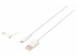 Synchronizační a nabíjecí kabel 2 v 1, zástrčka USB 2.0 A – zástrčka Micro B + adaptér Lightning, 1 m, bílý