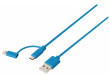 Synchronizační a nabíjecí kabel 2 v 1, zástrčka USB 2.0 A – zástrčka Micro B + adaptér Lightning, 1 m, modrý