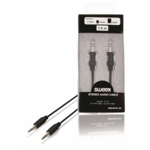 Stereofonní audio kabel, 3,5mm zástrčka – zástrčka, 1 m, černý