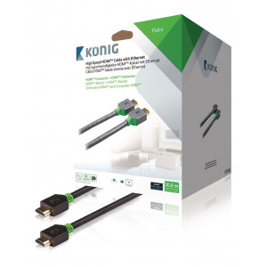 Vysokorychlostní HDMI™ kabel, Ethernet HDMI™ konektor – HDMI™ konektor, 20 m, šedý