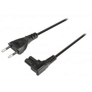 Napájecí kabel, euro zástrčka – IEC-320-C7, úhlový, 2 m, černý