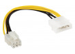 Redukční kabel interního napájení, zástrčka Molex - 6-pin konektor PCI Express, 0,15 m, více barev