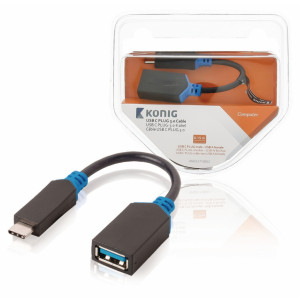 USB 3.0 redukční kabel, C zástrčka – A zásuvka, 0,2 m, šedý