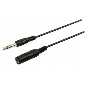 Prodlužovací stereo audio kabel s jackem, zástrčka 6,35 mm - zásuvka 6,35 mm, 5,00 m, černý