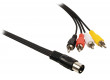 Redukční audio kabel DIN, 5pin zástrčka DIN - 4× zástrčka RCA, 1,00 m, černý