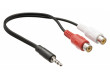 Redukční stereo audio kabel s jackem, zástrčka 3,5 mm - 2× zásuvka RCA, 0,20 m, černý