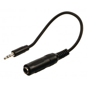 Redukční stereo audio kabel s jackem, zástrčka 3,5 mm - zásuvka 6,35 mm, 0,20 m, černý