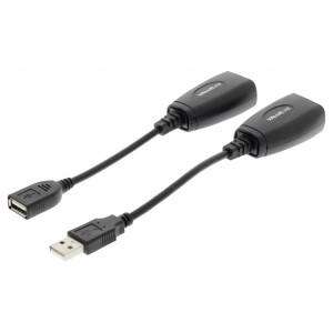 Prodlužovací kabel USB2.0 přes UTP, černý