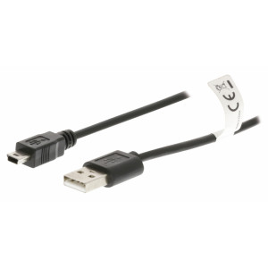 Kabel USB 2.0, zástrčka A - mini 5-pin zástrčka, 3m, černý