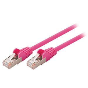 SF/UTP CAT5e síťový kabel zástrčka – zástrčka 3.00 m růžový