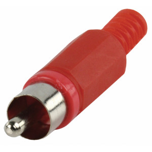 RCA plug with cable protector red