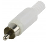 RCA plug with cable protector white