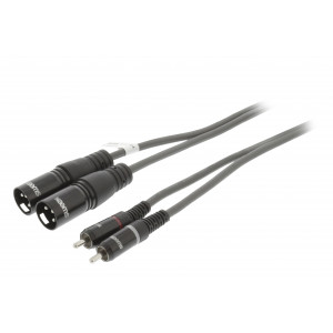 XLR Stereo Kabel 2x XLR 3kolíkový Zástrčka - 2x CINCH Zástrčka 1.5 m Tmavě Šedá