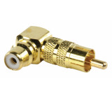 Adapter plug úhlový RCA plug to RCA socket (GOLD)