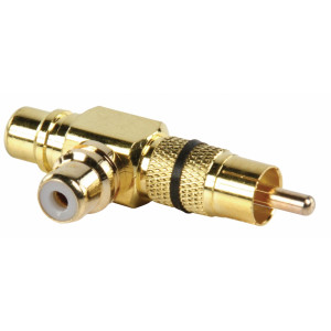 Adapter plug RCA plug to double RCA socket (GOLD) black