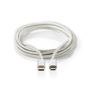USB 2.0 kabel | Typ-C Zástrčka - Micro B Zástrčka | 3 m | Hliník