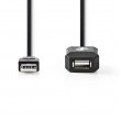 USB 2.0 aktivní prodlužovací kabel | A Zástrčka - A Zásuvka | 50 m | Černá barva