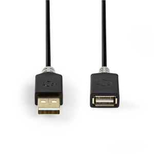 USB 2.0 kabel | A Zástrčka - A Zásuvka | 2 m | Antracit