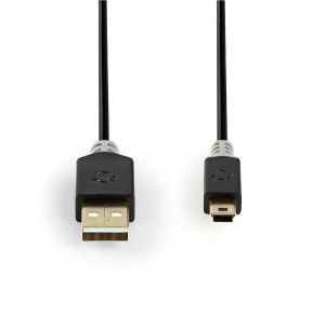 USB 2.0 kabel | A Zástrčka - Mini 5-Pin Zástrčka | 2 m | Antracit