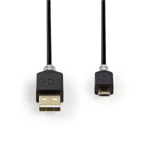 USB 2.0 kabel | A Zástrčka - Micro B Zástrčka | 1 m | Antracit