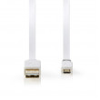 USB 2.0 kabel | A Zástrčka - Micro B Zástrčka | 1 m | Bílá barva