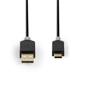 USB 2.0 kabel | Typ-C Zástrčka - A Zástrčka | 1 m | Antracit