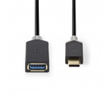 USB 3.0 Kabel | Typ-C Zástrčka - A Zásuvka | 0,15 m | Antracit