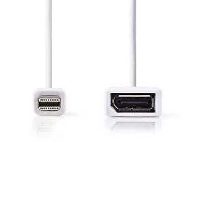 Mini DisplayPort – DisplayPort Kabel | Mini DisplayPort Zástrčka - DisplayPort Zásuvka | 0,2 m | Bílá barva