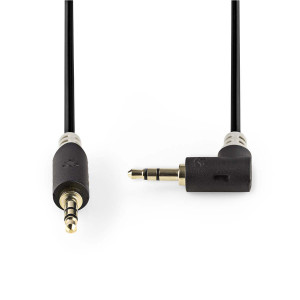 Stereofonní Audio Kabel | 3,5mm Zástrčka - 3,5mm Úhlová Zástrčka | 0,5 m | Antracit
