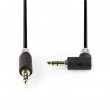 Stereofonní Audio Kabel | 3,5mm Zástrčka - 3,5mm Úhlová Zástrčka | 1 m | Antracit