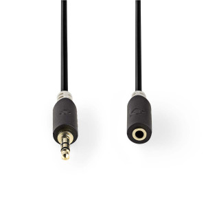 Stereofonní Audio Kabel | 3,5mm Zástrčka - 3,5mm Zásuvka | 1 m | Antracit