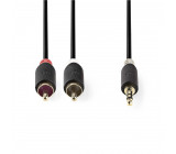 Stereofonní Audio Kabel | 3,5mm Zástrčka - 2x RCA Zástrčka | 0,5 m | Antracit