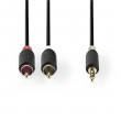 Stereofonní Audio Kabel | 3,5mm Zástrčka - 2x RCA Zástrčka | 1 m | Antracit