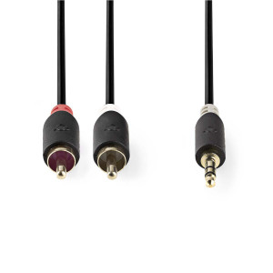 Stereofonní Audio Kabel | 3,5mm Zástrčka - 2x RCA Zástrčka | 2 m | Antracit