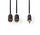 Stereofonní Audio Kabel | 3,5mm Zástrčka - 2x RCA Zástrčka | 5 m | Antracit