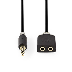 Stereofonní Audio Kabel | 3,5mm Zástrčka - 2× 3,5mm Zásuvka | 0,2 m | Antracit