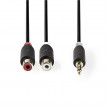 Stereofonní Audio Kabel | 3,5mm Zástrčka - 2x RCA Zásuvka | 0,2 m | Antracit