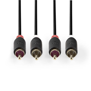 Stereofonní Audio Kabel | 2x RCA Zástrčka - 2x RCA Zástrčka | 10 m | Antracit