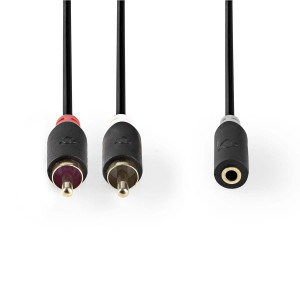 Stereofonní Audio Kabel | 2x RCA Zástrčka - 3,5mm Zásuvka | 0,2 m | Antracit