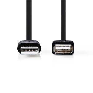 USB 2.0 kabel | A Zástrčka - A Zásuvka | 0,2 m | Černá barva