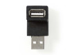 USB 2.0 Adaptér | A Zástrčka - A Zásuvka | Úhlová 90° | Černá barva