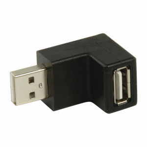 USB 2.0 Adaptér | A Zástrčka - A Zásuvka | Úhlová 270° | Černá barva