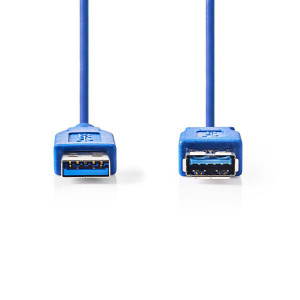 USB 3.0 Kabel | A Zástrčka - A Zásuvka | 1 m | Modrá