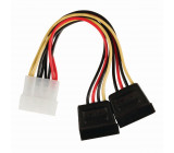 Interní napájecí kabel | Molex Zástrčka - 2x SATA 15-pin Zásuvka | 0,15 m | Různé