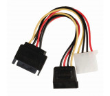 Interní napájecí kabel | SATA 15-pin Zástrčka - SATA 15-pin Zásuvka + Molex Zásuvka | 0,15 m | Různé