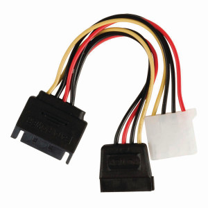 Interní napájecí kabel | SATA 15-pin Zástrčka - SATA 15-pin Zásuvka + Molex Zásuvka | 0,15 m | Různé