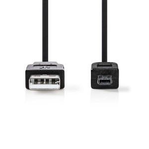 USB 2.0 kabel | A Zástrčka - Hirose Mini 4-pin Zástrčka | 2 m | Černá barva